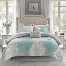 Madison Park Essentials Arlene Reversible 9 Pcs Full Comforter Set (Full,Aqua)