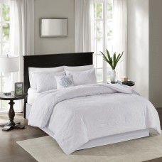 Madison Park Quebec 5 Piece Comforter Set (White, Queen)