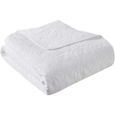 Madison Park Tuscany Oversized Quilted Scalloped-Edge Throw  (White, 60×72)
