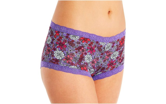  Microfiber Boyshort Underwear, Fancy Lavfloral W/ Lavender, 6
