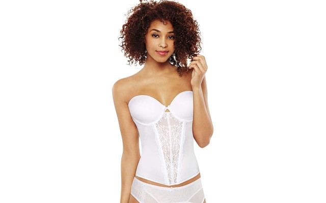  Super Sexy Strapless Floral Lace Push-Up Bustier MFB100, White, 34 DD