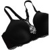  Women’s Custom Lift Satin Demi Bra (Black, 34 D)
