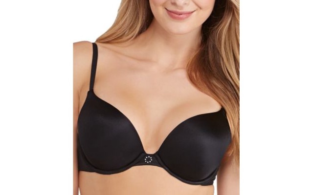  Women’s Custom Lift Satin Demi Bra (Black, 34 D)