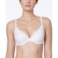 Maidenform Women’s One Fab Fit Embellished Scallop Neckline Demi Bra (White, 36 A)
