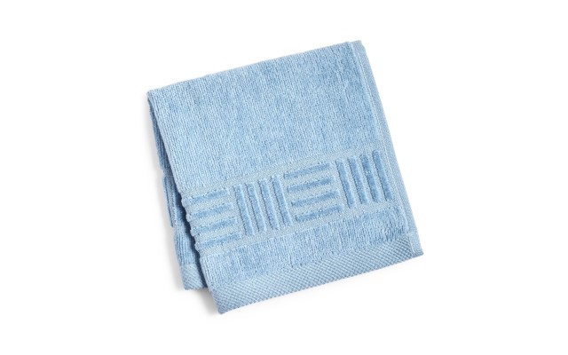. Basket Weave and Trailing Flower Towel Collection (Blue, 12X12)