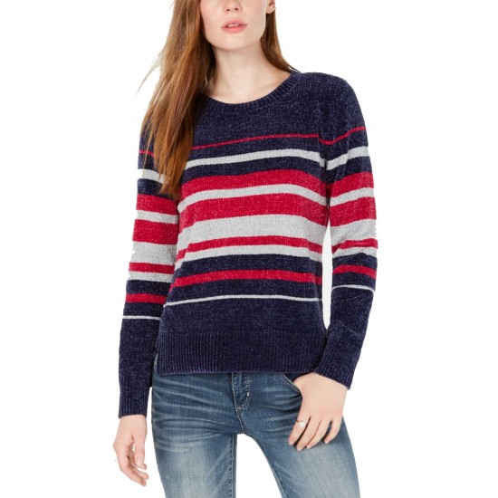  Striped Chenille Sweater, Pink, X-Large