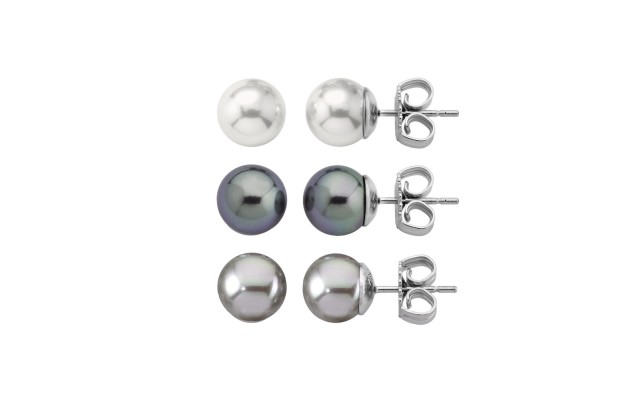 Gray Pearl Stud Earrings, 8mm