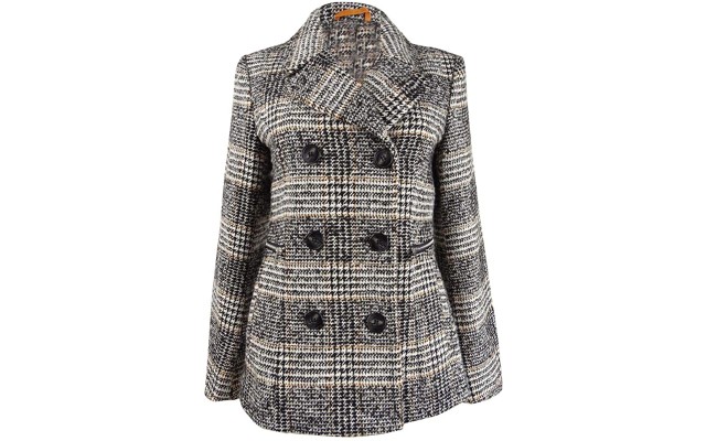 Maralyn & Me Juniors Double-Breasted Peacoats, Black/White, Small