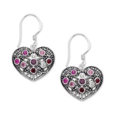 Marcasite & Crystal Heart Drop Earrings