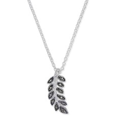 Marcasite & Crystal Vine Pendant Necklace in Fine Silver-Plate