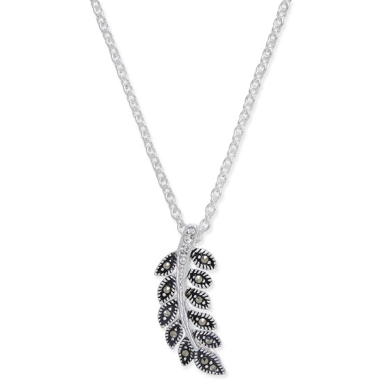  & Crystal Vine Pendant Necklace in Fine Silver-Plate