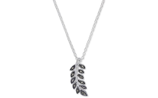  & Crystal Vine Pendant Necklace in Fine Silver-Plate