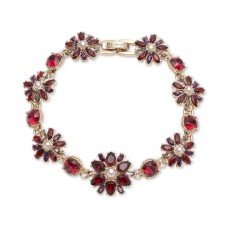 Marchesa Crystal Stone & Imitation Pearl Flex Bracelet (Gold)