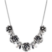 Marchesa Hematite-Tone Crystal & Imitation Pearl Flower Statement Necklace (16)