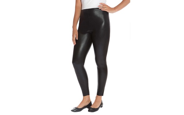  Ladies’ Faux Leather Black Legging, Black, Small