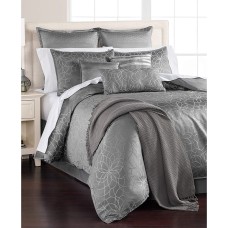 MARTHA STEWART Collection Radiant Day 14 Pcs Floral Silver Comforter Set (Grey, Queen)