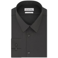 Men’s Extra-Slim Fit 360º Contour Stretch Wrinkle-Free Solid Dress Shirt (Dark Gray, 16 x 32-33)