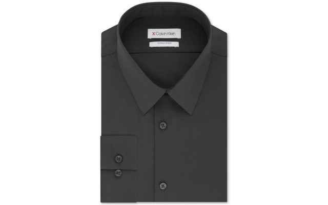 Men’s Extra-Slim Fit 360º Contour Stretch Wrinkle-Free Solid Dress Shirt (Dark Gray, 16 x 32-33)