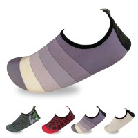 Men’s Flexible Aqua Socks, Swim Shoes, Summer Outdoor Shoes For Water Sports, Pool, Sea, Beach Activities, Gray/White Striped, 9-10