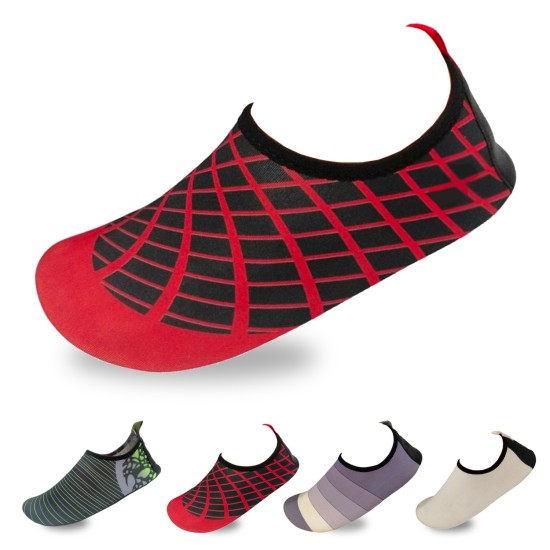 Men’s Flexible Aqua Socks, Swim Shoes, Summer Outdoor Shoes For Water Sports, Pool, Sea, Beach Activities, Red/Black, 11-12