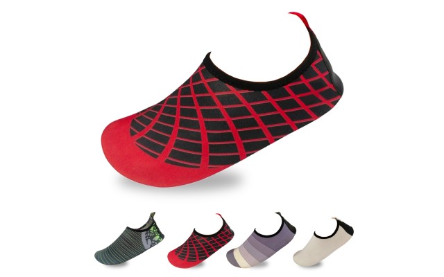 Men’s Flexible Aqua Socks, Swim Shoes, Summer Outdoor Shoes For Water Sports, Pool, Sea, Beach Activities, Red/Black, 11-12