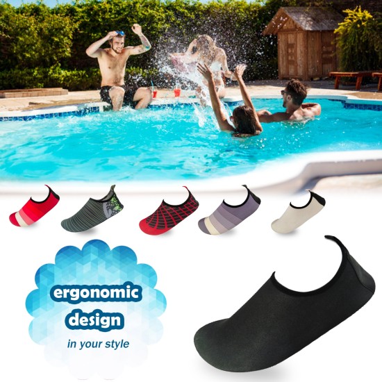 Men’s Flexible Aqua Socks, Swim Shoes, Summer Outdoor Shoes For Water Sports, Pool, Sea, Beach Activities, Black, 11-12