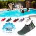 Men’s Flexible Aqua Socks, Swim Shoes, Summer Outdoor Shoes For Water Sports, Pool, Sea, Beach Activities, Gray/Lime Striped, 11-12