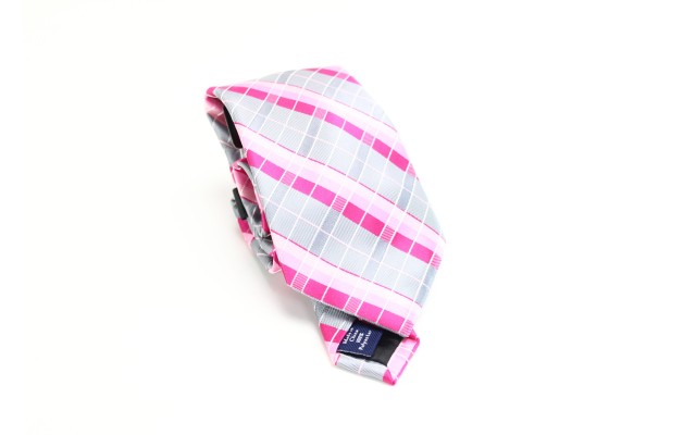  Men’s Neck Tie Gray Three Bar Stripe Skinny Slim Silk Not Applicable (Pink)