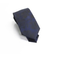Men’s Neck Tie Navy Damask Floral Print Skinny Slim Silk Not Applicable (Navy)