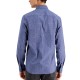 Michael Kors Cotton Stretch Mini Petal Floral Print Slim Fit Button Down Shirt (Blue, XX-Large)