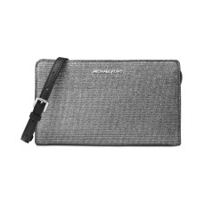 Michael Kors Large Crossbody Clutch (Black/Silver)