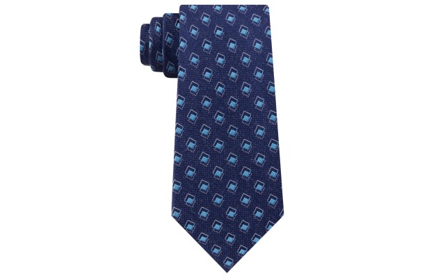  Men’s Asymetric Squares Tie (Aqua)