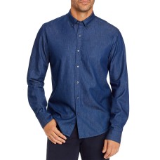 Michael Kors Mens Chambray Slim Fit Button Down Shirt