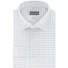 Michael Kors Mens Check Button-Down Shirt (Blue,17-32/33)