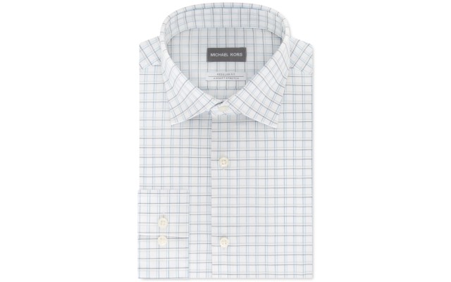  Mens Check Button-Down Shirt (Blue,17-32/33)