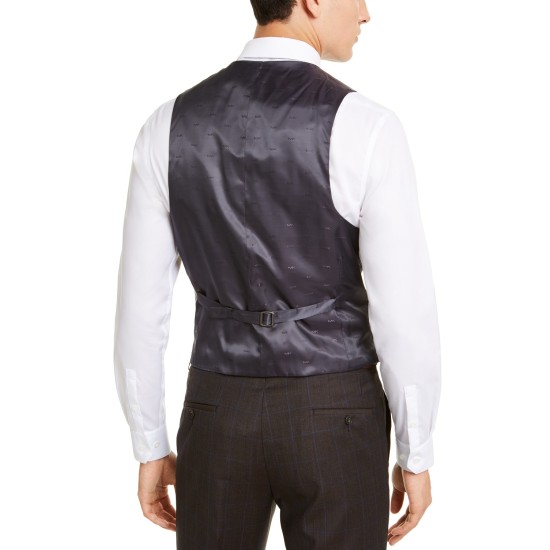  Men’s Classic-Fit Airsoft Stretch Suit Vest, Brown, 2XL