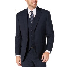 Michael Kors Men’s Classic-Fit Airsoft Stretch Teal Plaid Suit Separate Jacket (Teal, 41R)