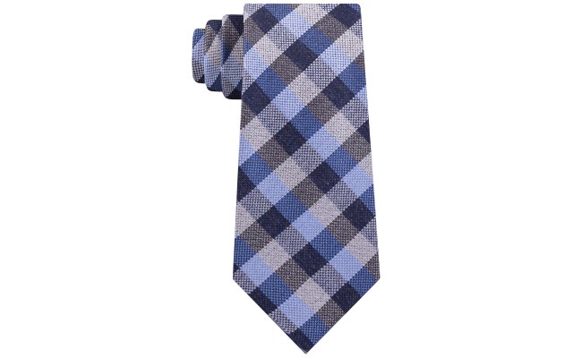  Men’s Classic Gingham Check Tie,Navy