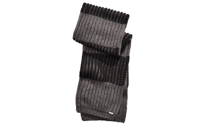  Men’s Hidden Stripe Scarf, Charcoal