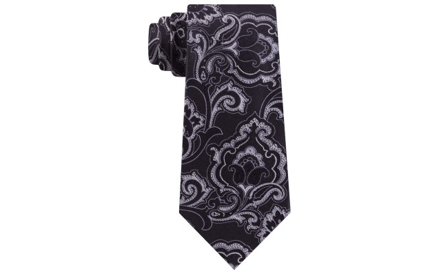  Men's Intricate Outlined Paisley Ties, Black