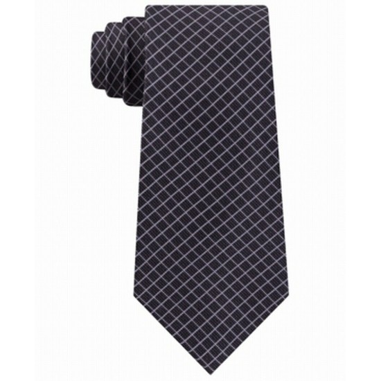  Men’s Mini Grid Silk Tie (Black)
