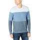  Men's Striped Crewneck Sweaters, White, 2X-Large