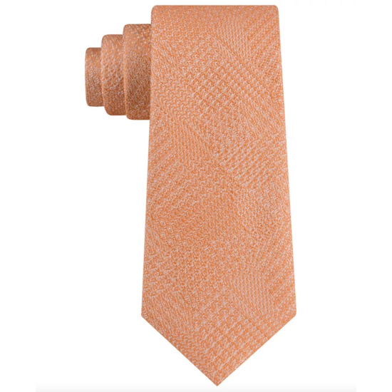  Men’s Textured Glencheck Tie, Orange