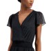  Petite Ruffled Shimmer Dress (Black), Black, Large