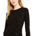  Sequin Jacquard Tiered-Hem A-Line Dress, Black, Large