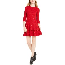 Michael Kors Sequin Jacquard Tiered-Hem A-Line Dress