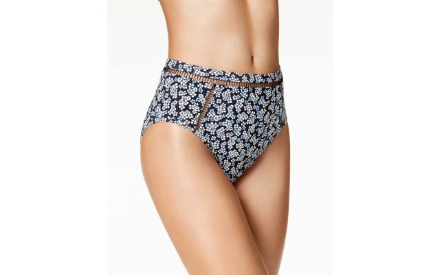  Women’s High-Waisted Bikini Bottoms (Navy, L)