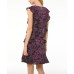  Women's Multi Pop Paisley Print Lux Matte Jersey Cascade Ruffle Trim Dress, Dark Pink, Large