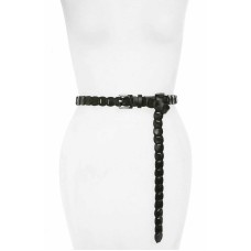 Michael Kors Women’s Skinny Braided Leather Belt (Black, S/M)