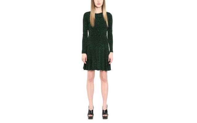  Women's Tiered Flounce Hem Dress, Green, Medium